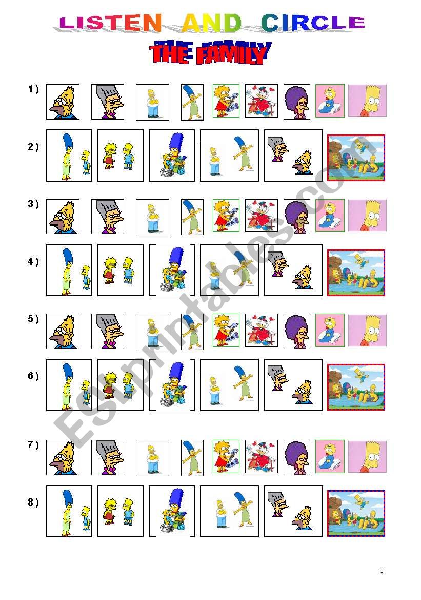 LISTENING TEST : THE FAMILY worksheet