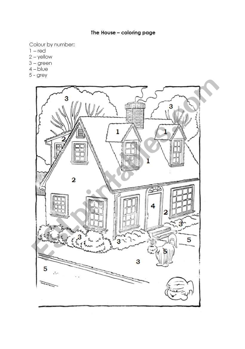 The house - coloring page worksheet