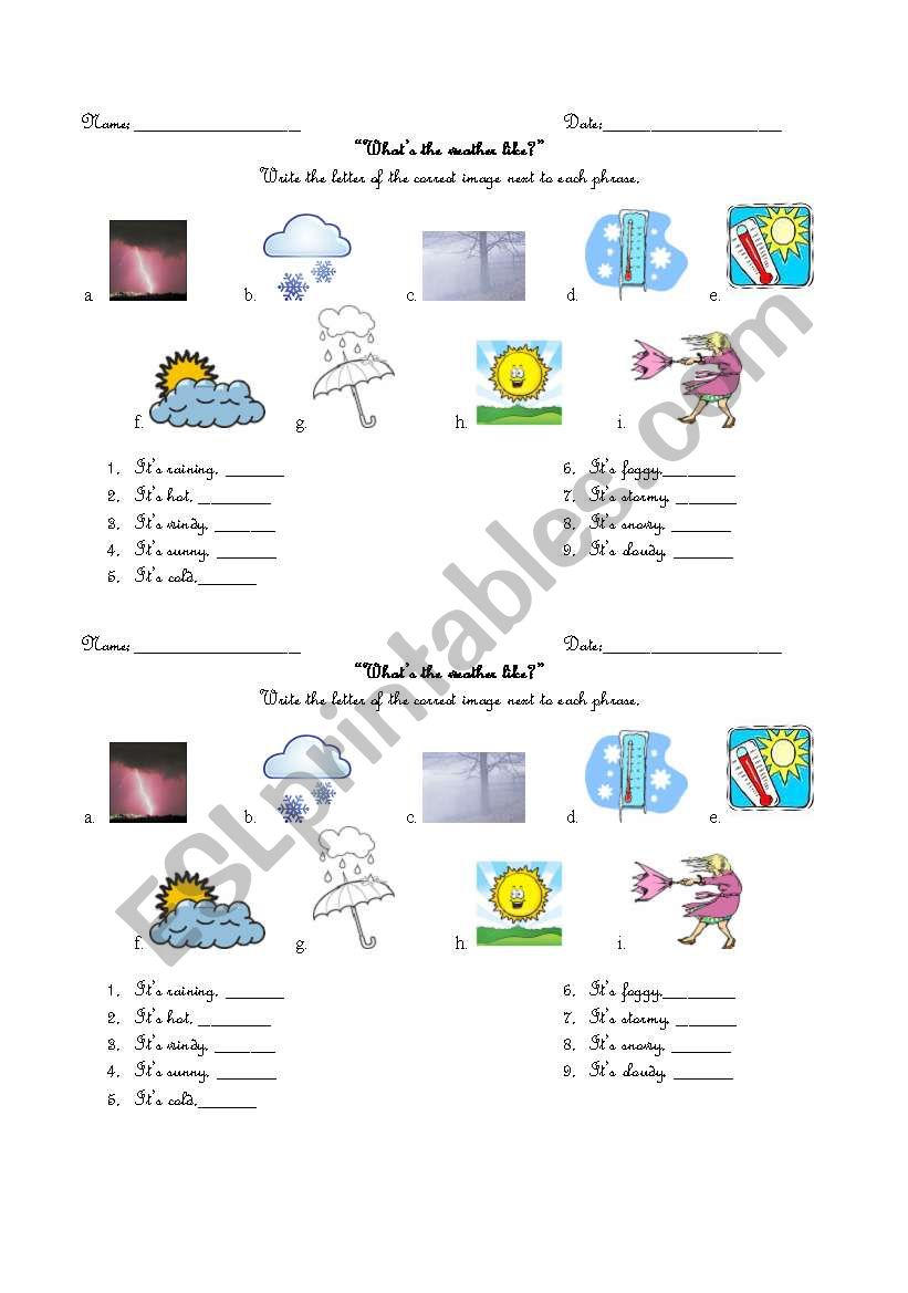 Whats the weather like? worksheet