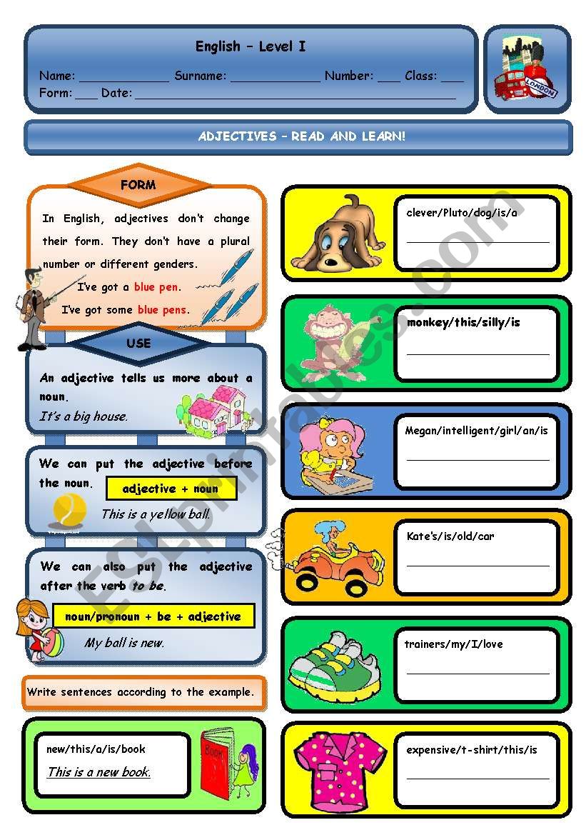 ADJECTIVES worksheet