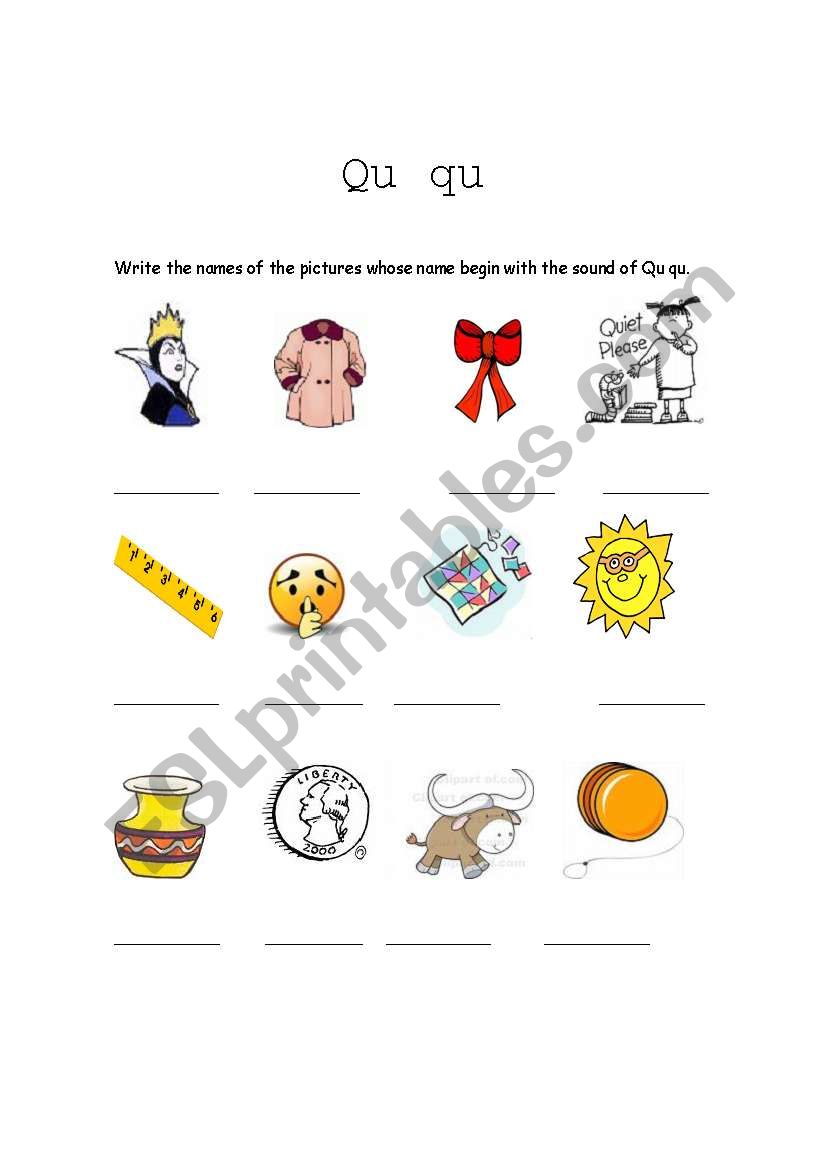 english worksheets the sound of qu