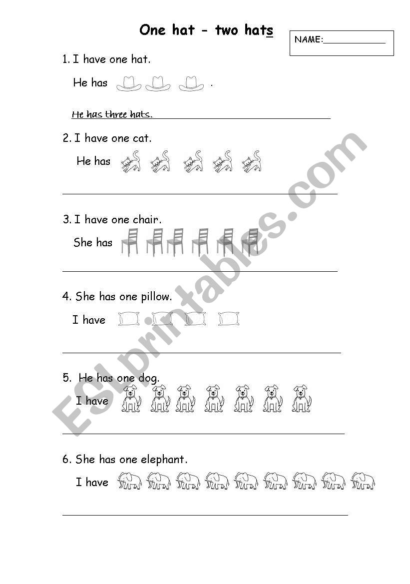 simple plural nouns worksheet