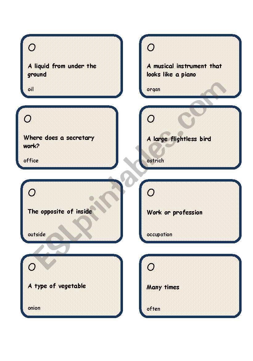 Alphabet game -Letter O worksheet
