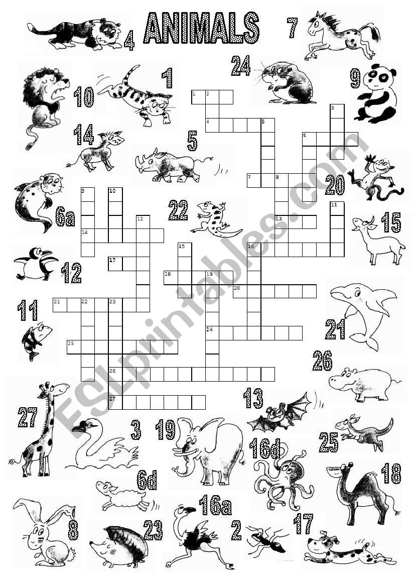 ANIMALS CROSSWORD worksheet