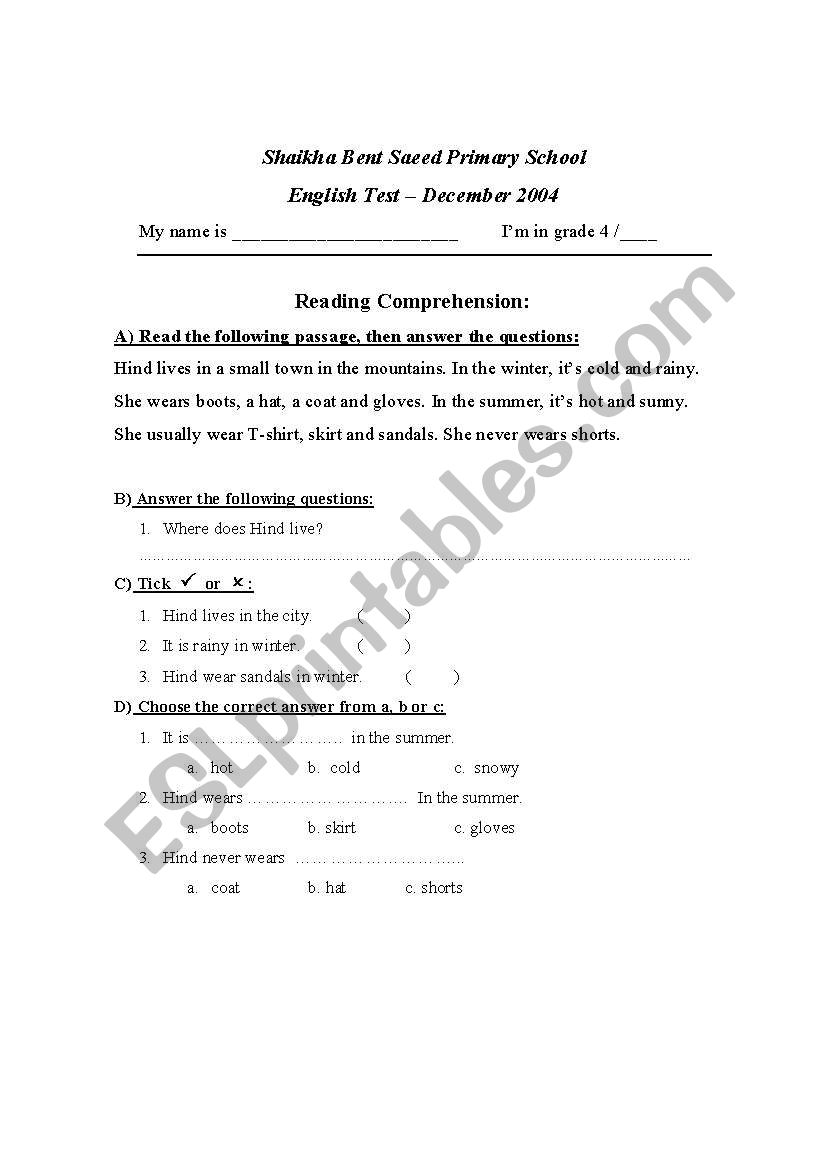 reading about weather worksheet