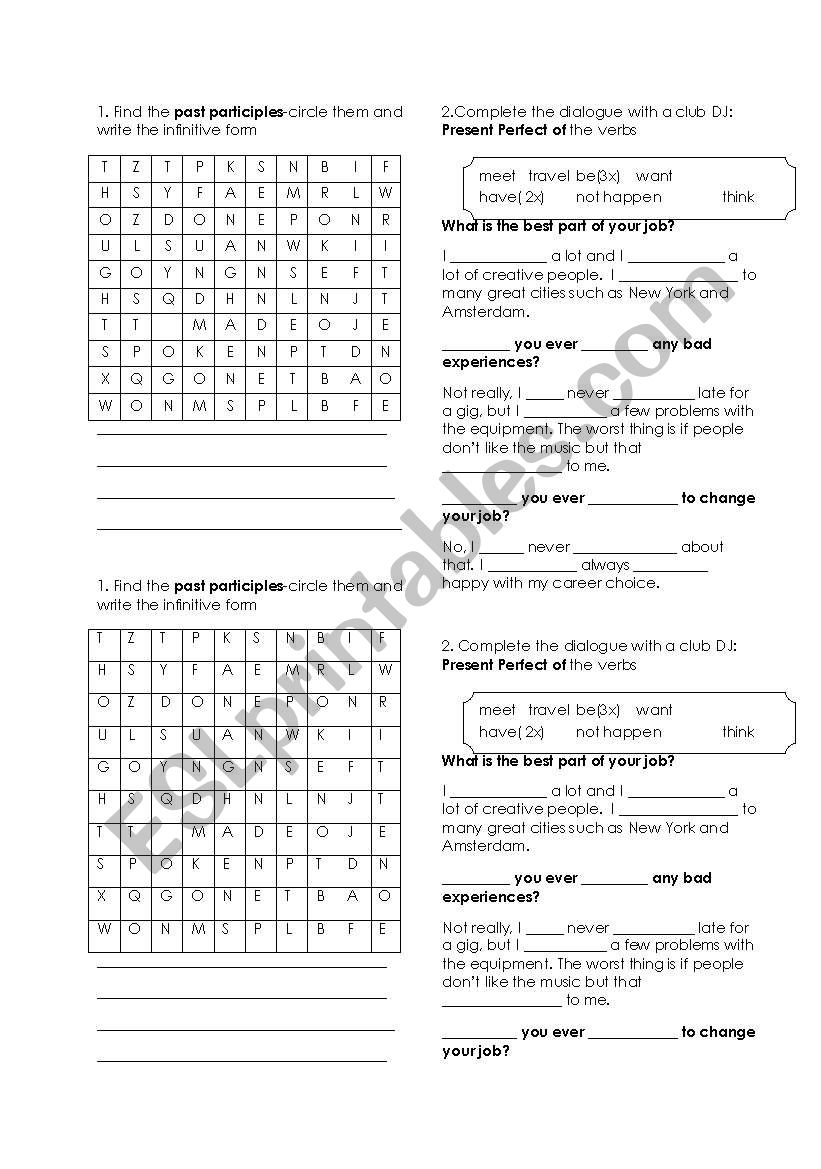 Present Perfect worksheet