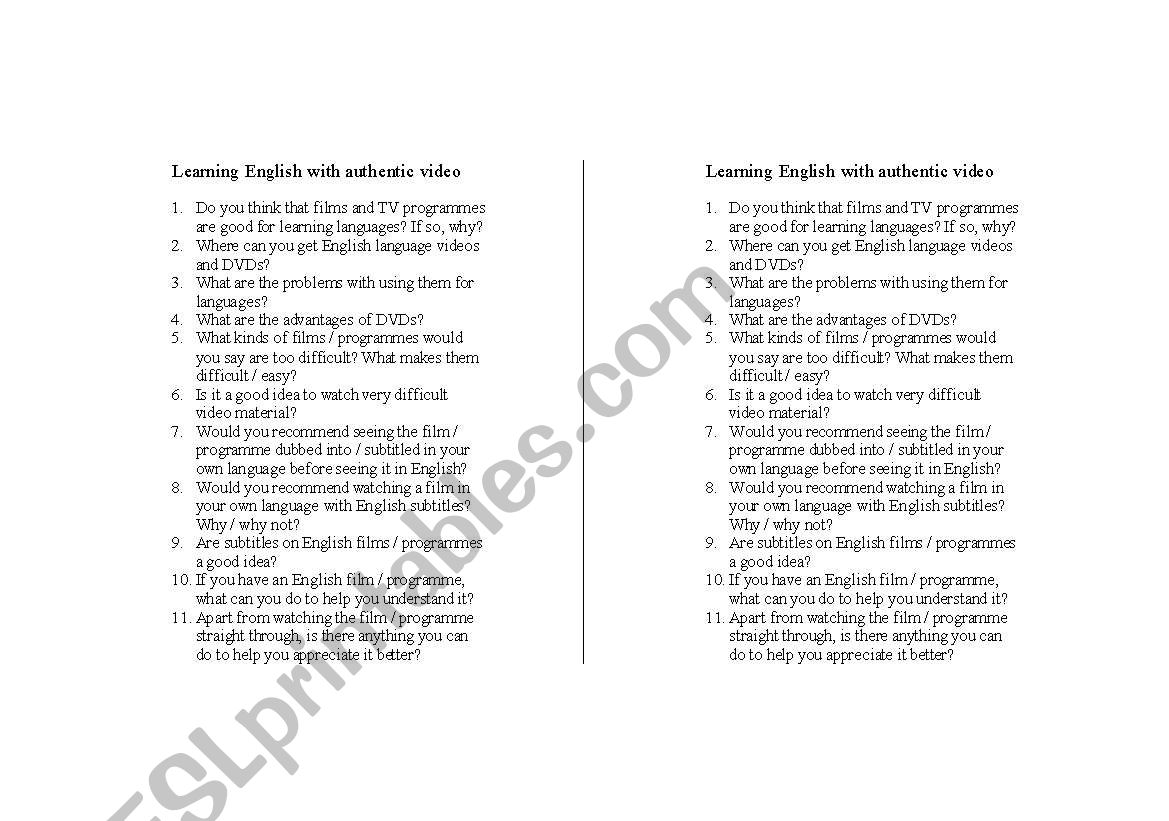 Why should we study films? worksheet