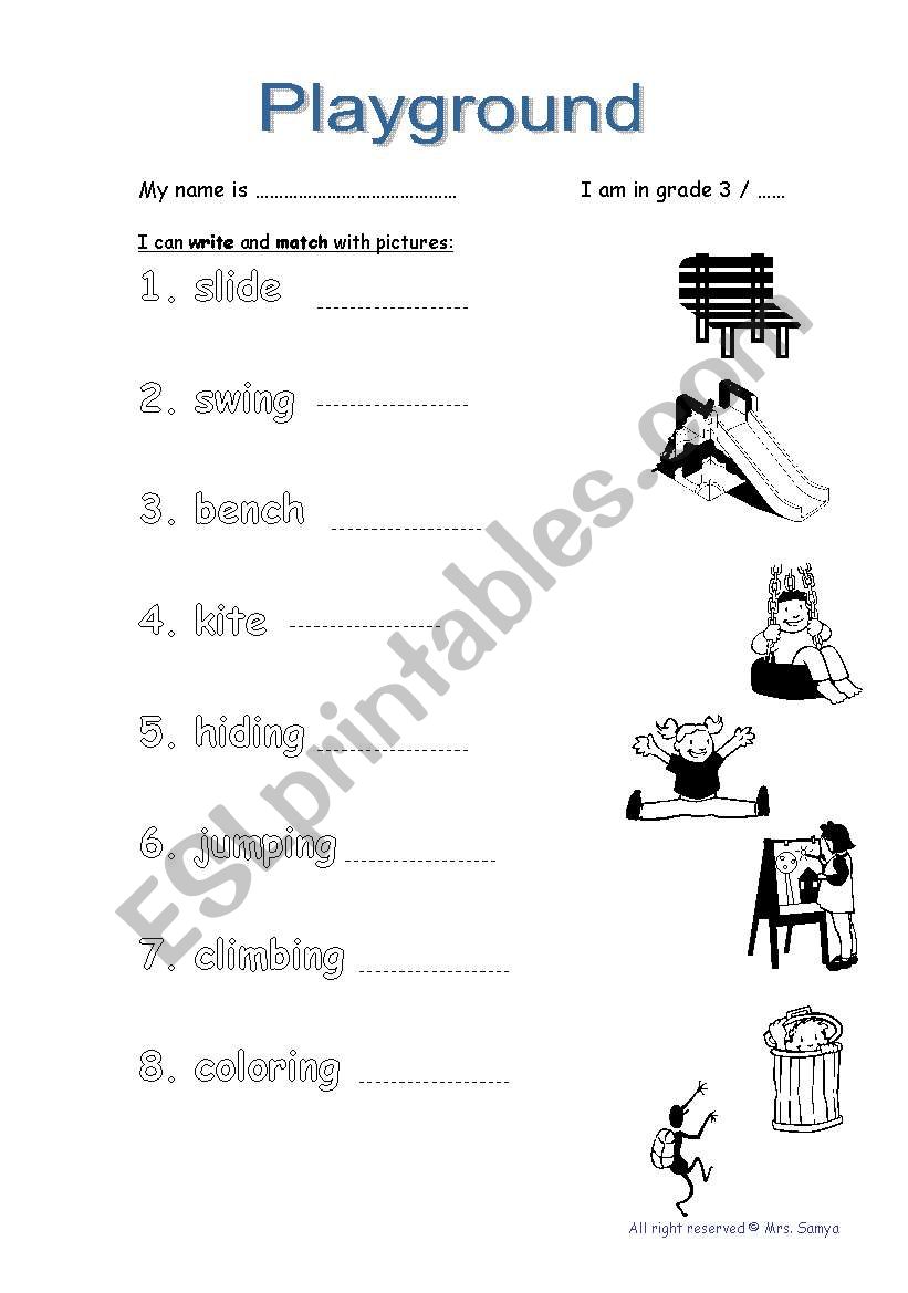 playground worksheet