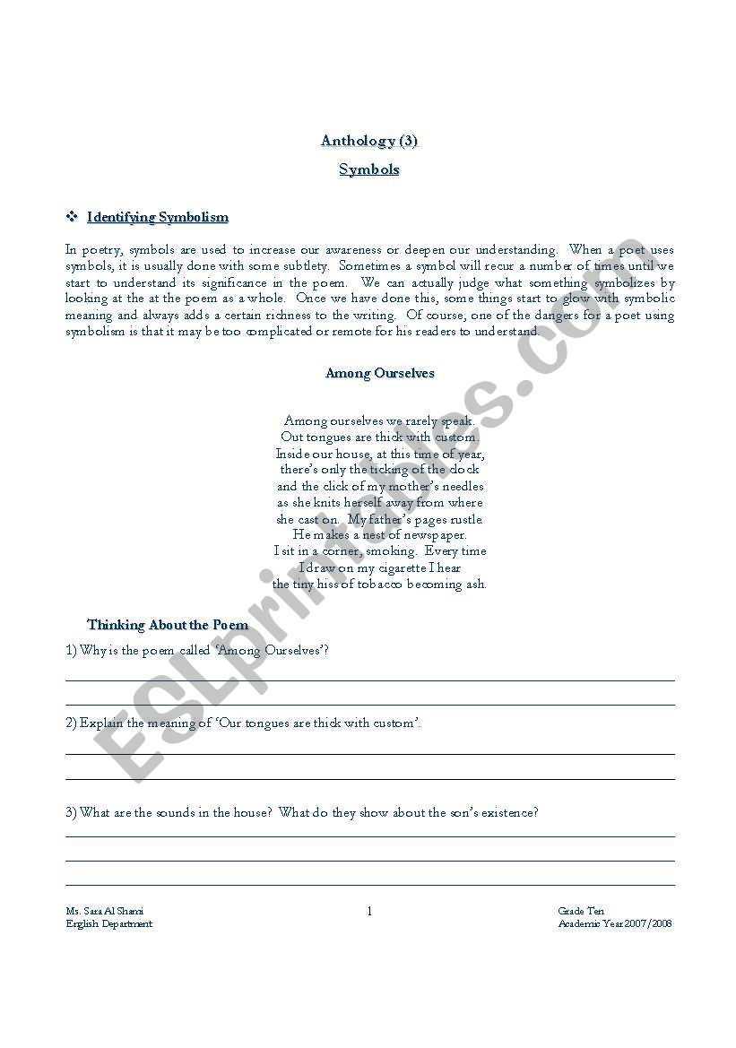 Symbols worksheet