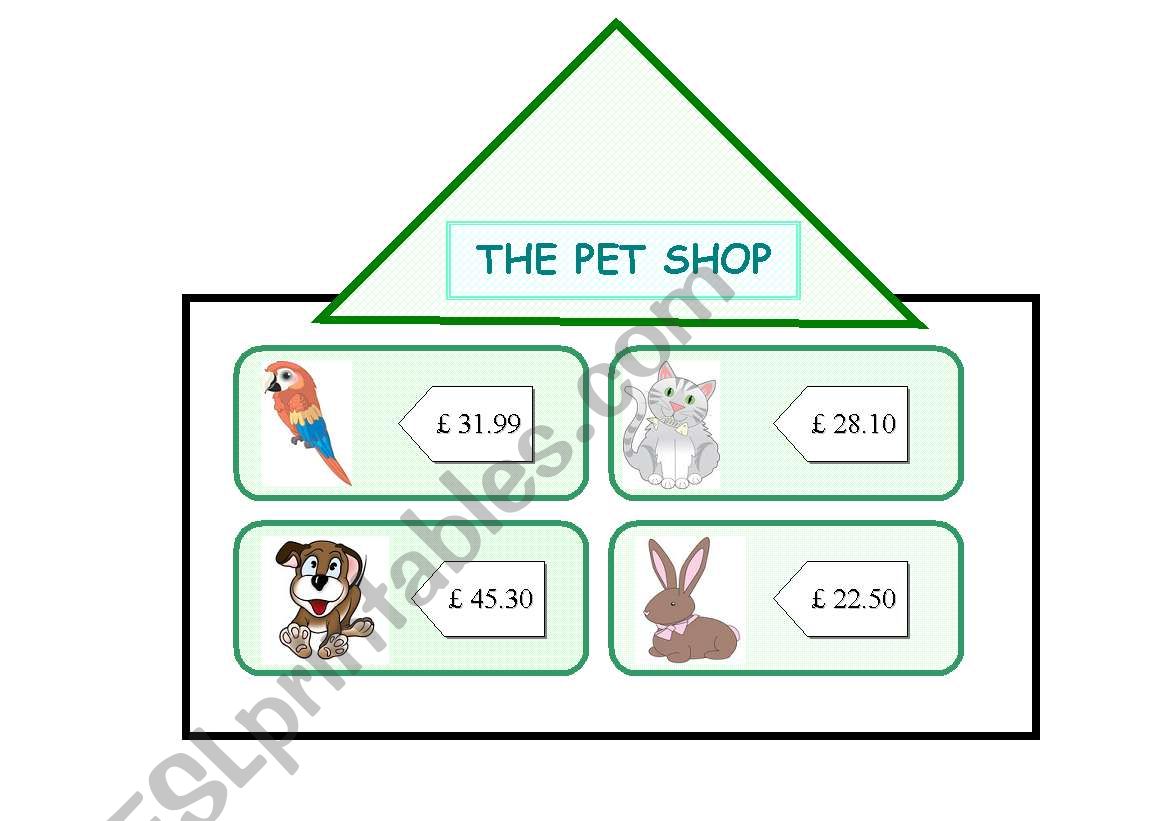 THE PET SHOP worksheet