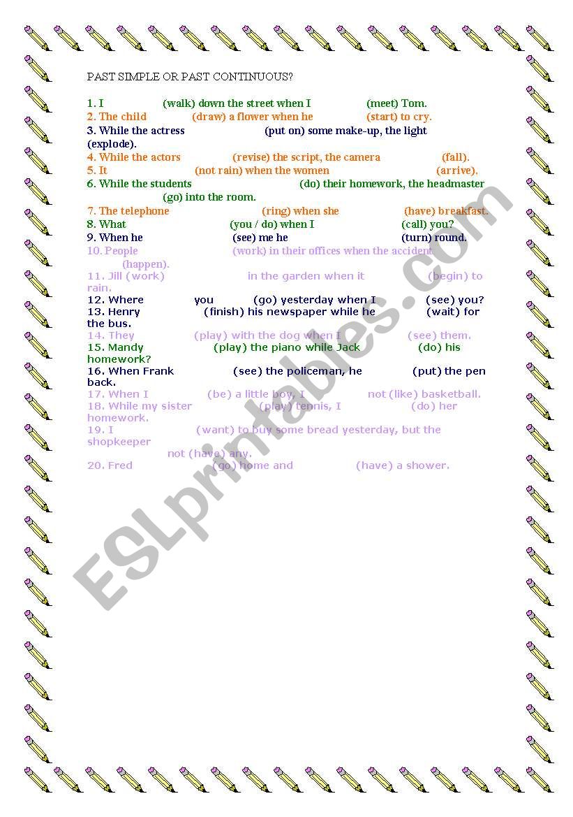 Past Simple/Past Continuous worksheet