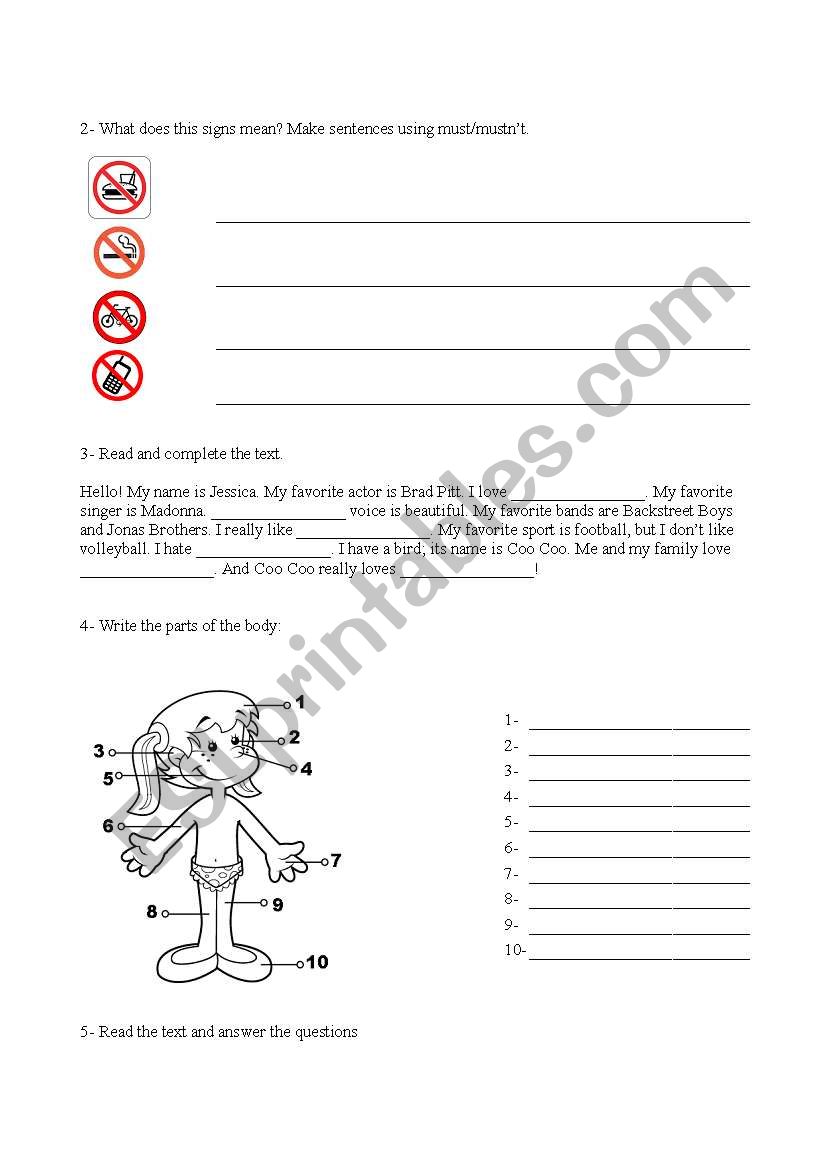 Basic 1 Test worksheet
