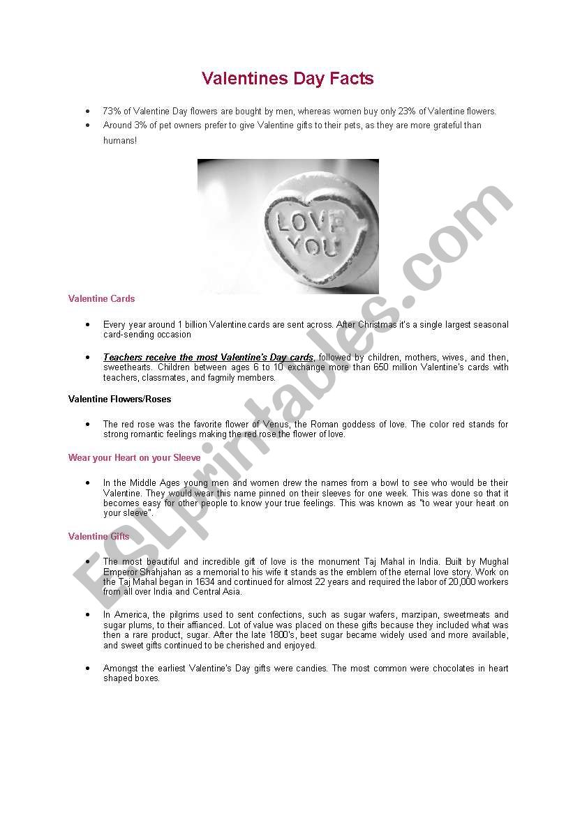 Valentine worksheet
