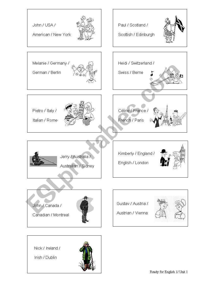 Nationalities worksheet