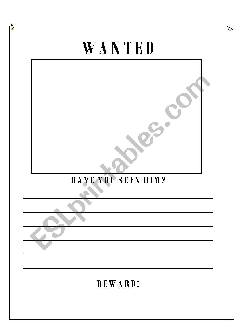 WANTED POSTER worksheet