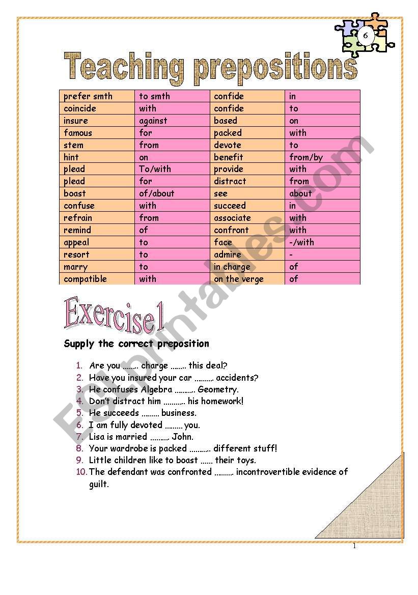 13 pages How to teach prepositions KEY provided