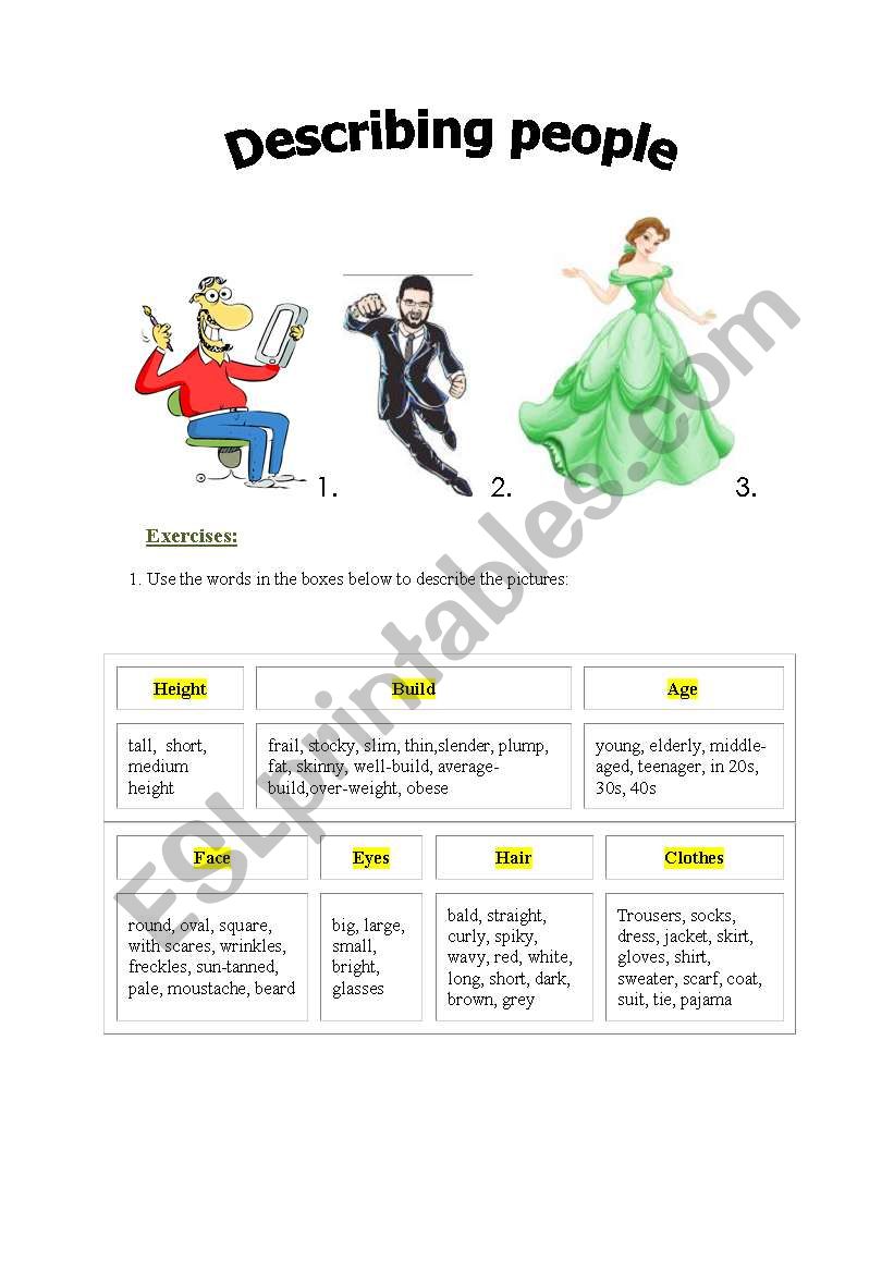 Describing People worksheet