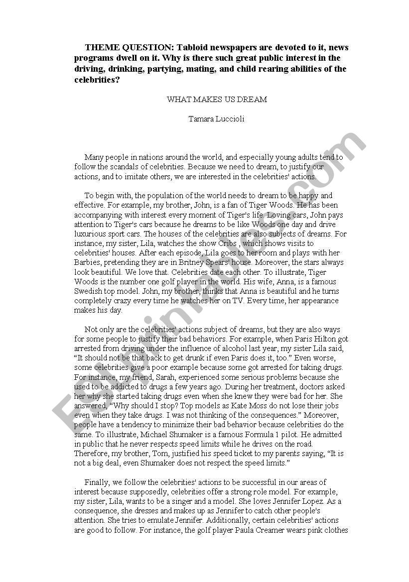 example of writing essay worksheet