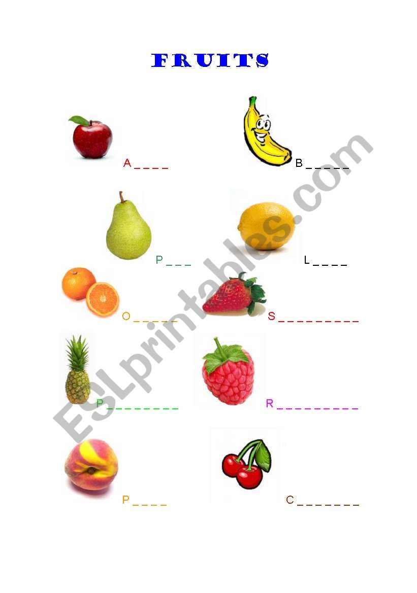 FOOD- FRUITS worksheet