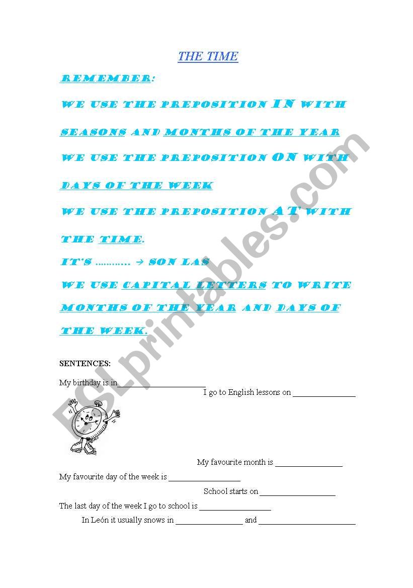 THE TIME worksheet