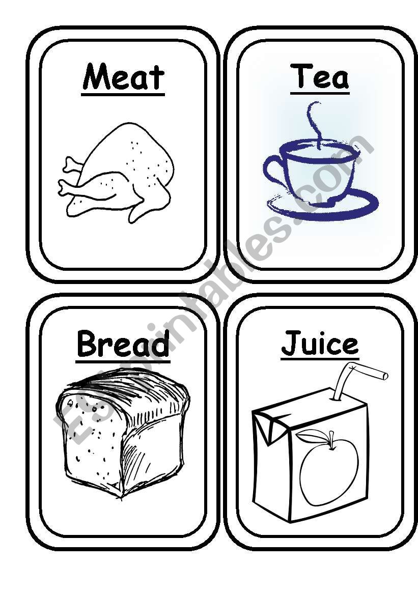 Food Flashcards Black and White 20 Flashcards 