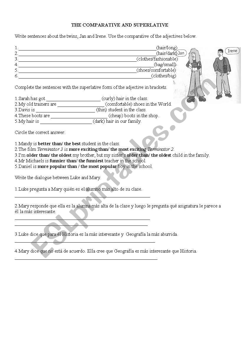 Comparative and superlative worksheet