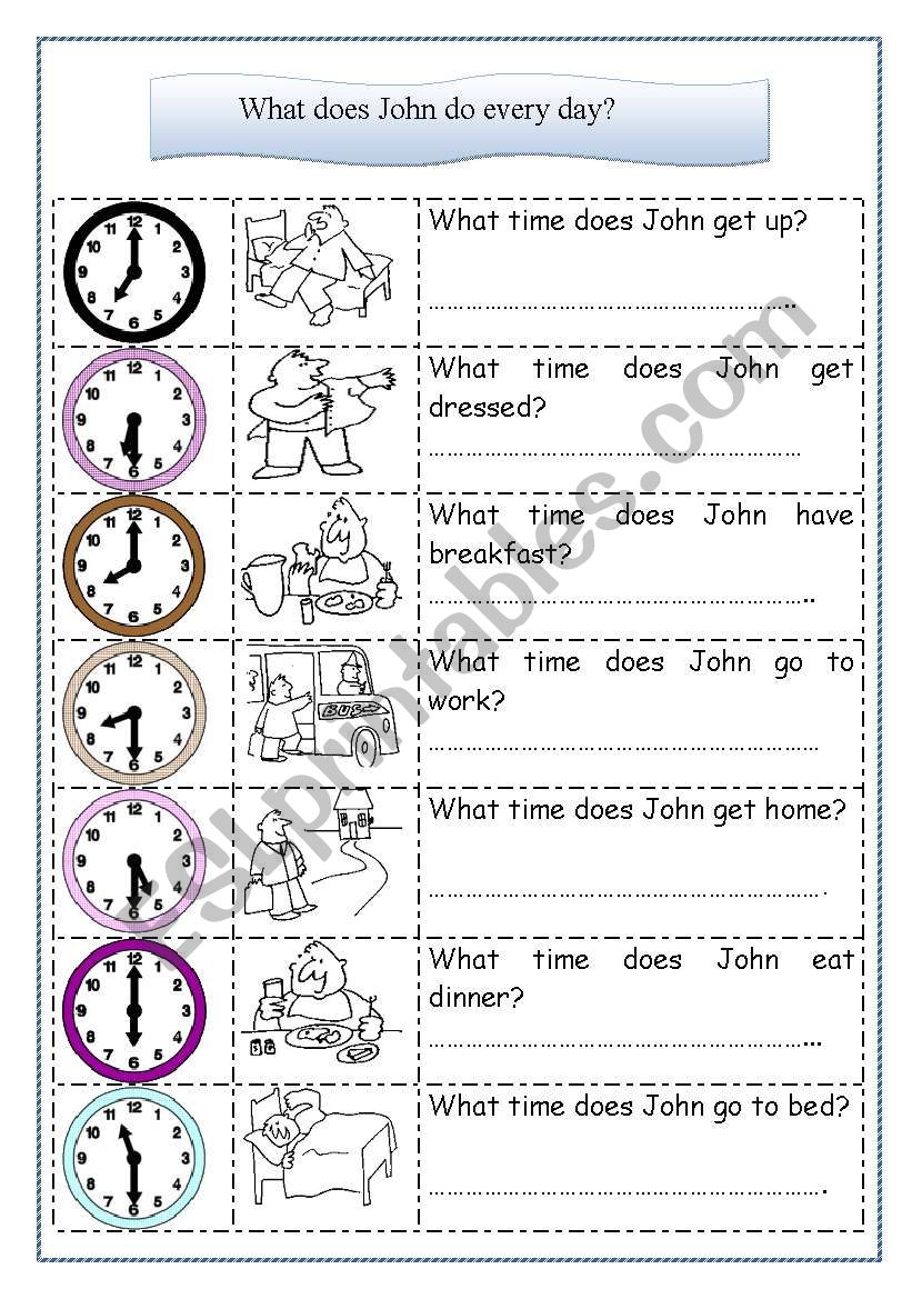 daily routines worksheet