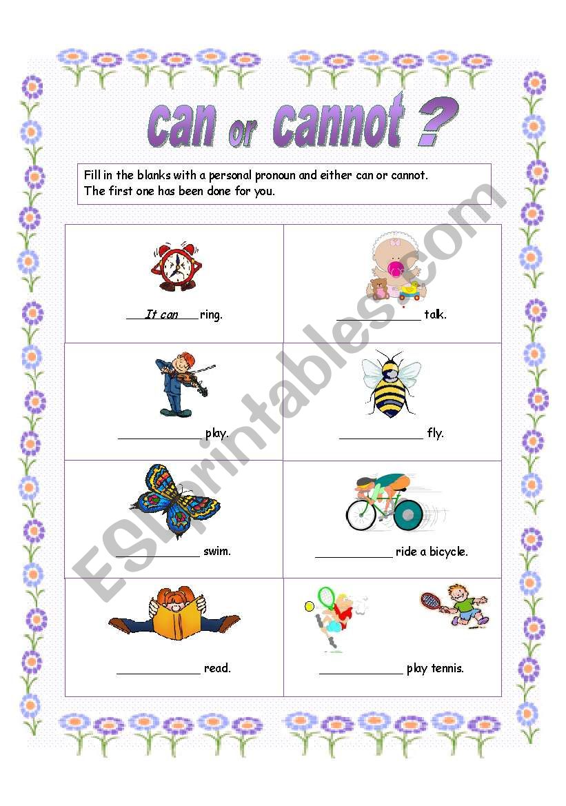 Can & Cannot worksheet