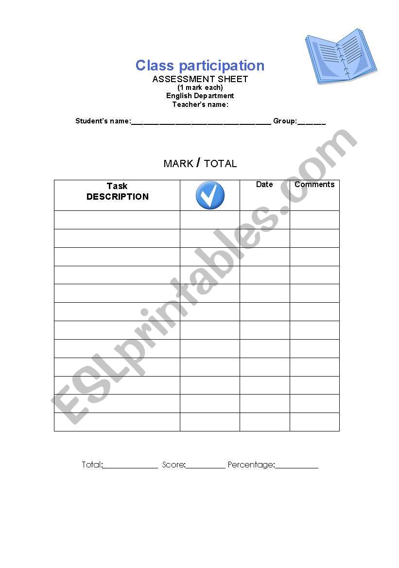Class participation Assessment Sheet