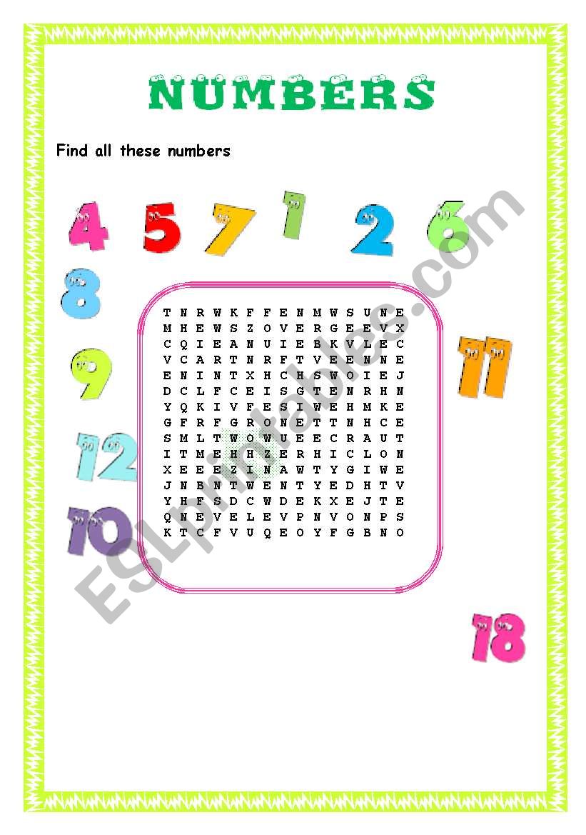 Numbers from 1 to 20 worksheet