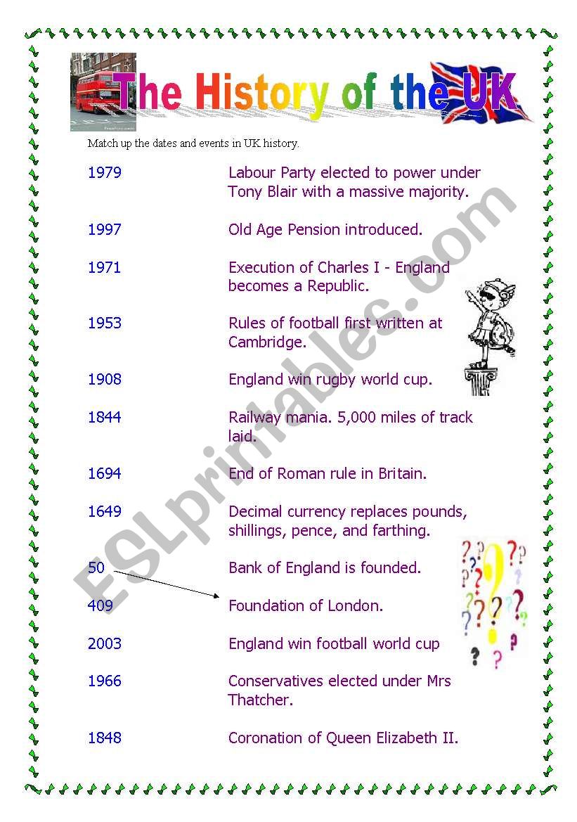 History of the UK worksheet
