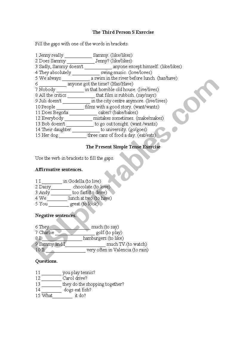 Simple Present worksheet