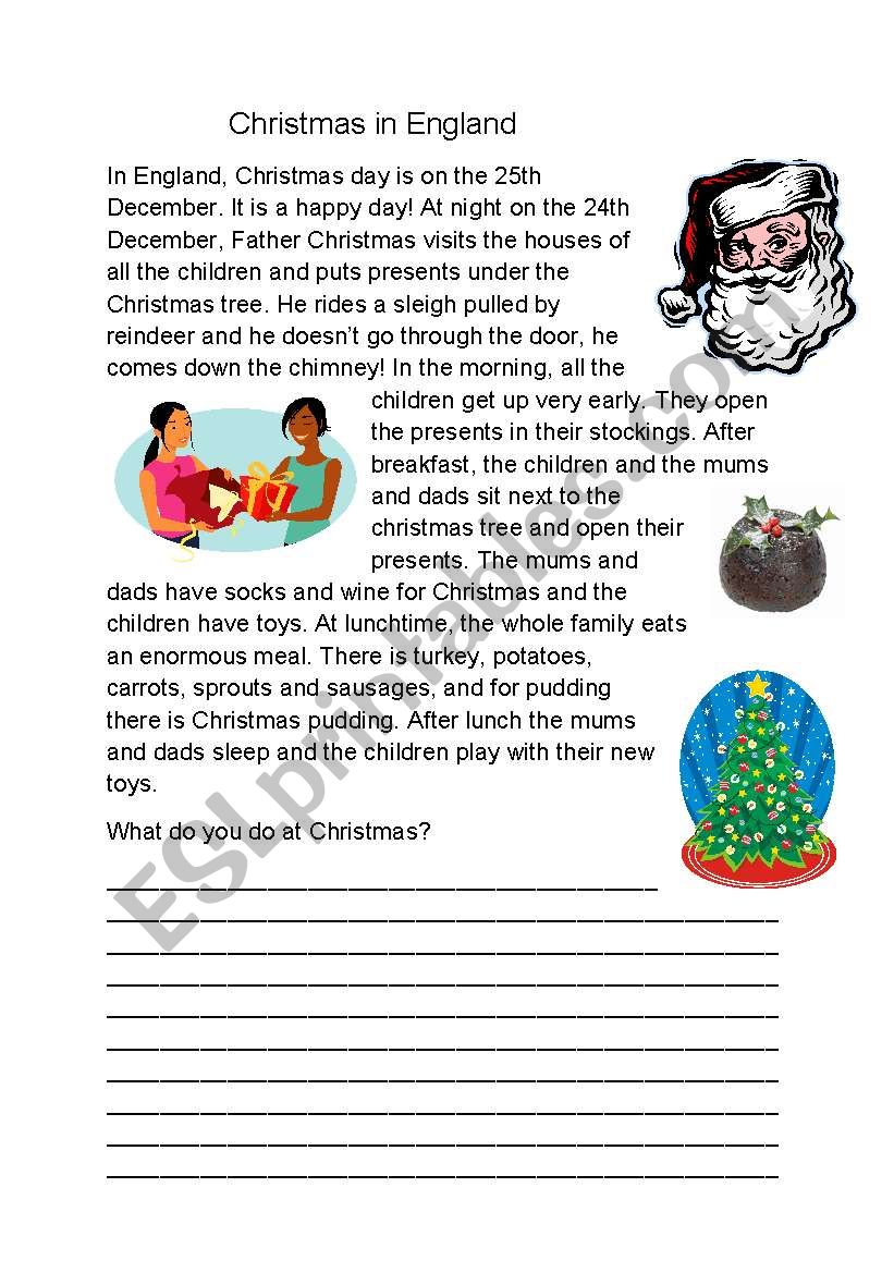 Christmas in England worksheet