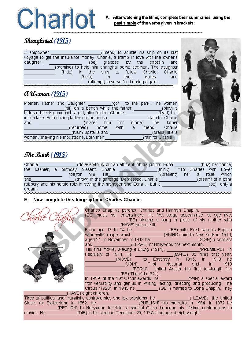 Charlot - Simple Past worksheet