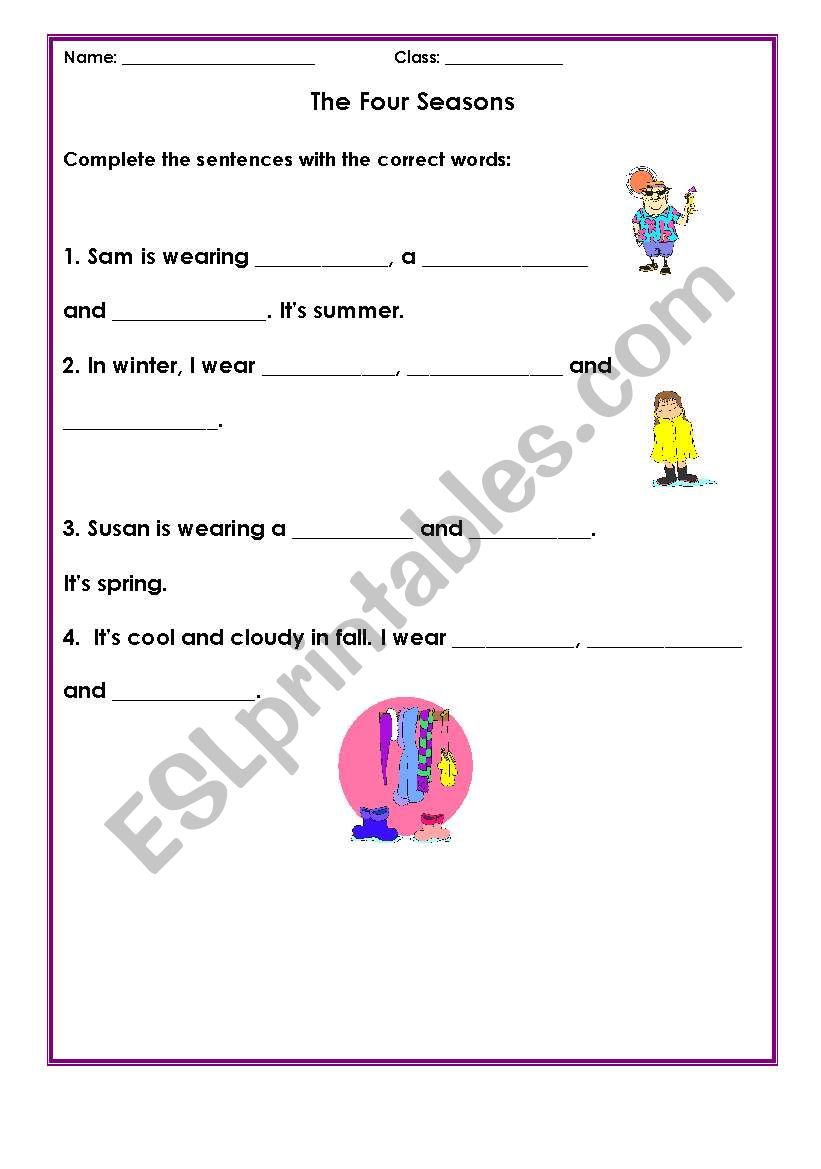 seasons worksheet