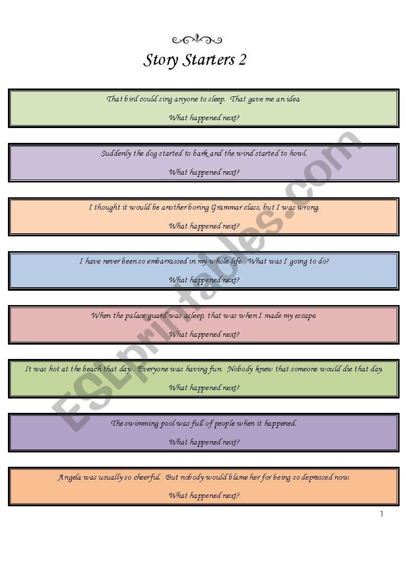 Story Starter Strips 2 worksheet