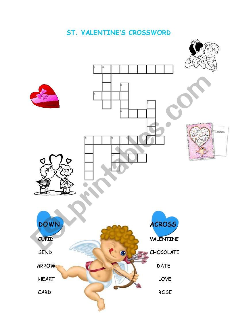 ST. VALENTINES CROSSWORD worksheet