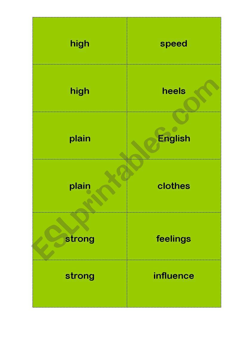 collocations: adj and nouns GAME