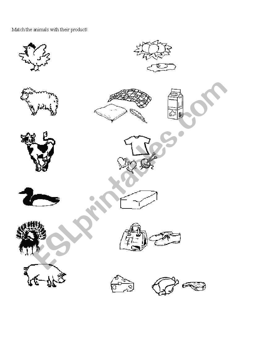 animals-product worksheet