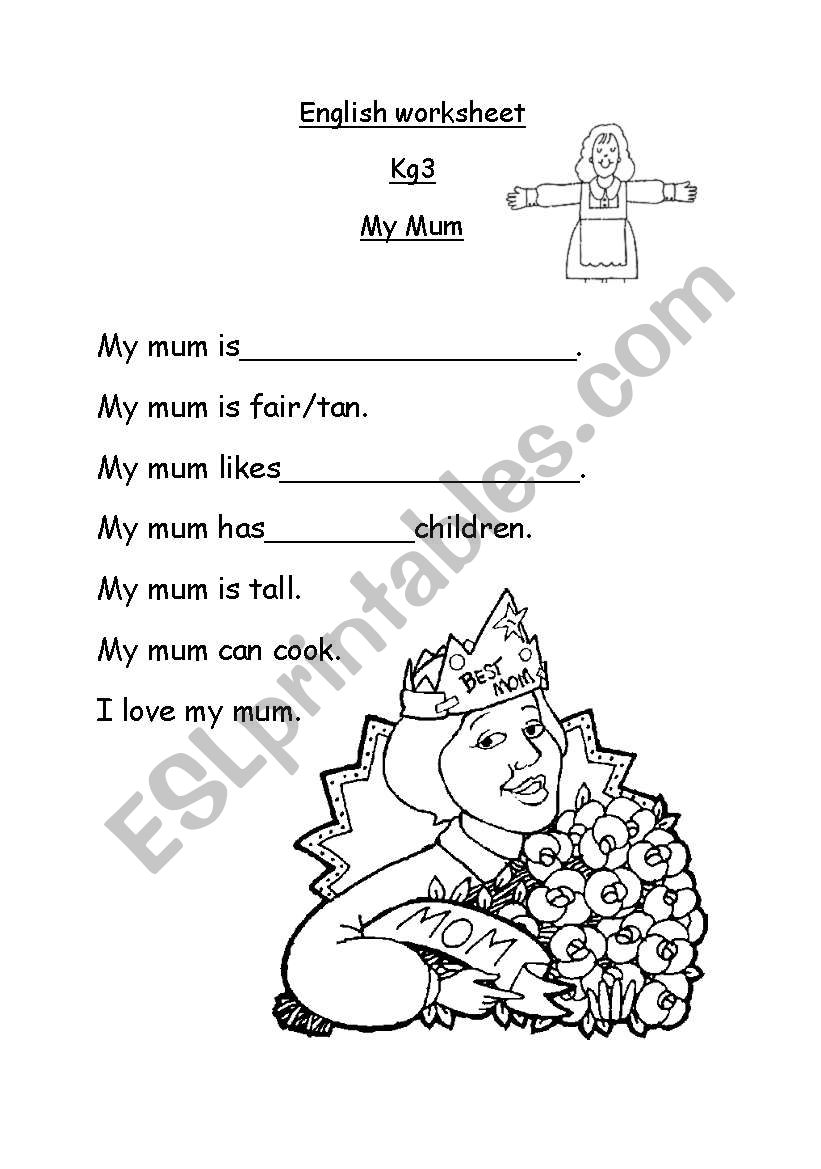 my mum worksheet