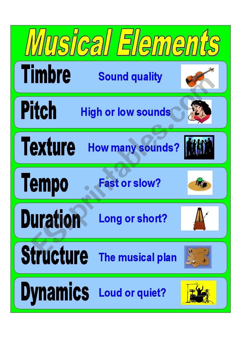 English worksheets: Musical Elements With Regard To Elements Of Music Worksheet