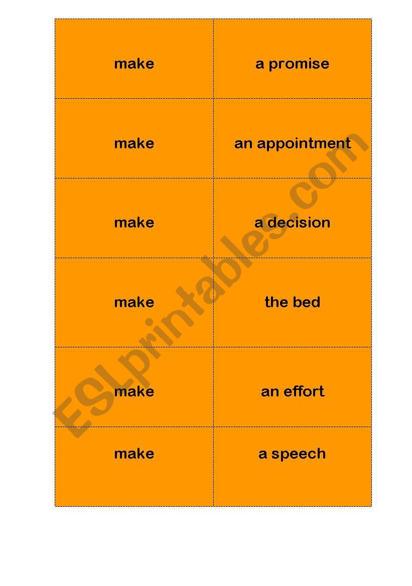 COLLOCATIONS GAME 2 worksheet