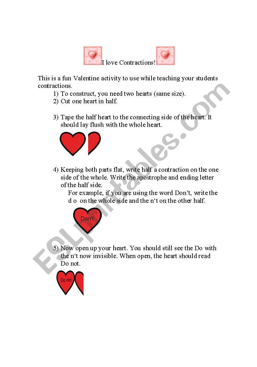 I love Contractions! worksheet