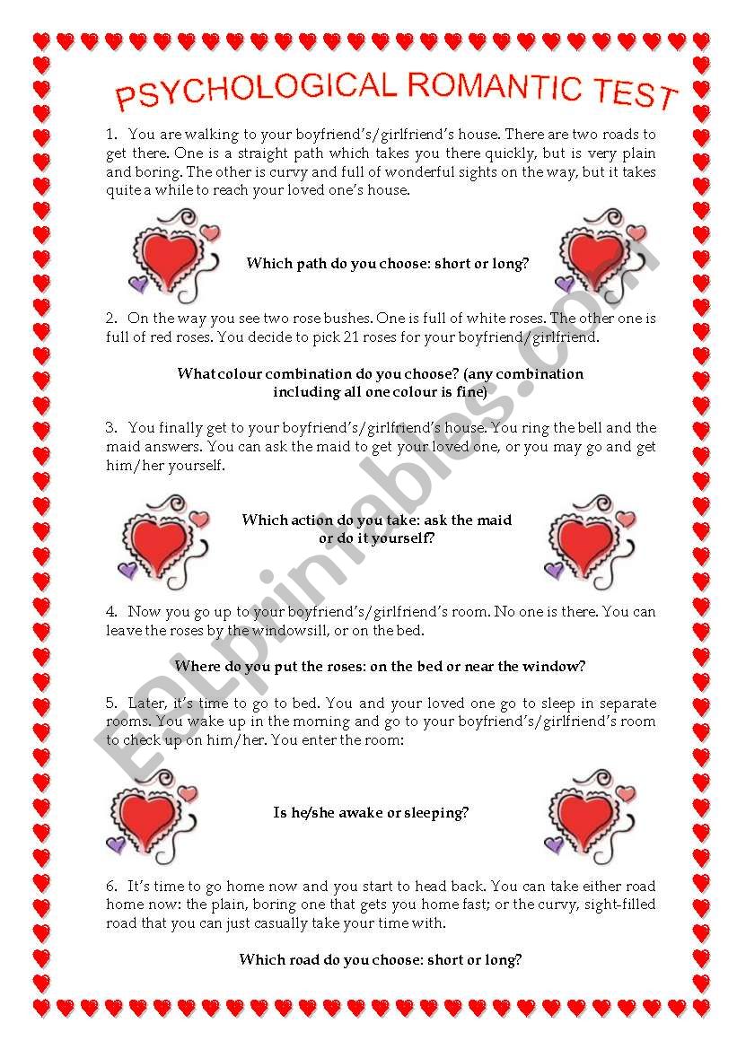 ROMANTIC TEST worksheet