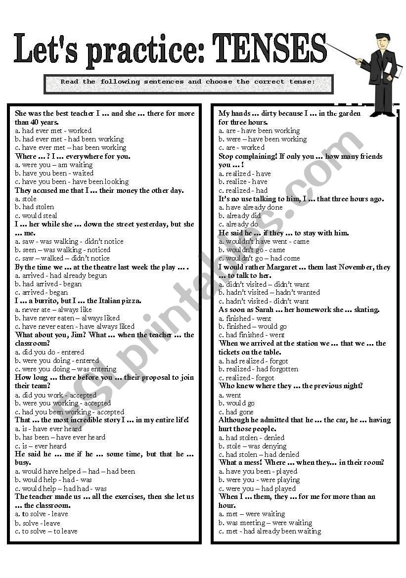 LETÂ´S PRACTICE: TENSES worksheet