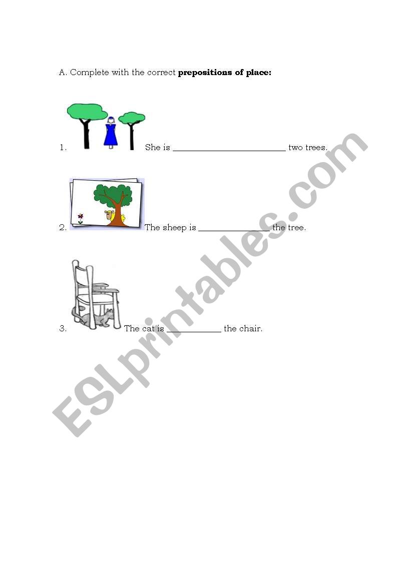 Prepositions of place worksheet