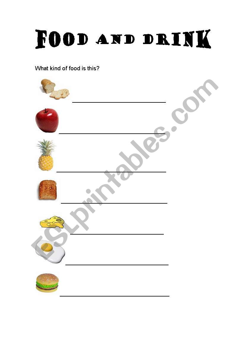 Food and drink worksheet