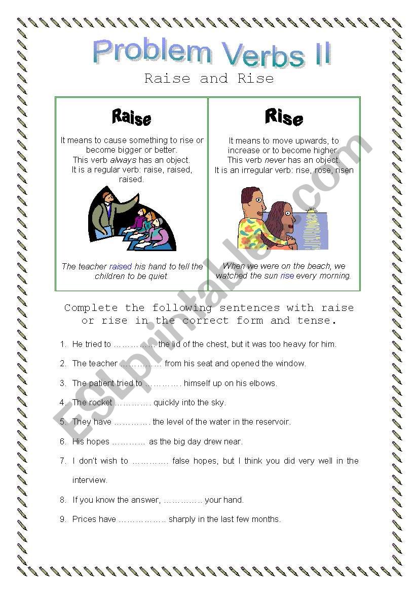 Problem verbs II - Raise and rise - Theory and practice