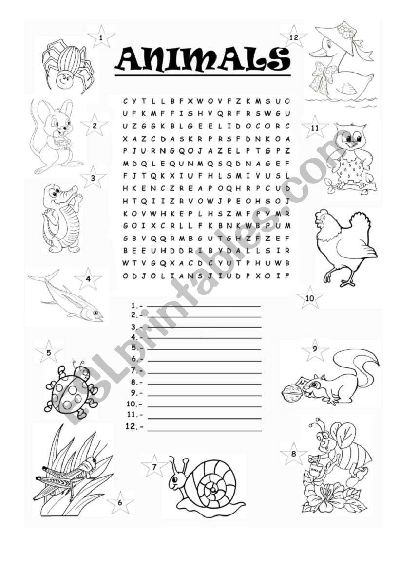 Animal Crossword worksheet