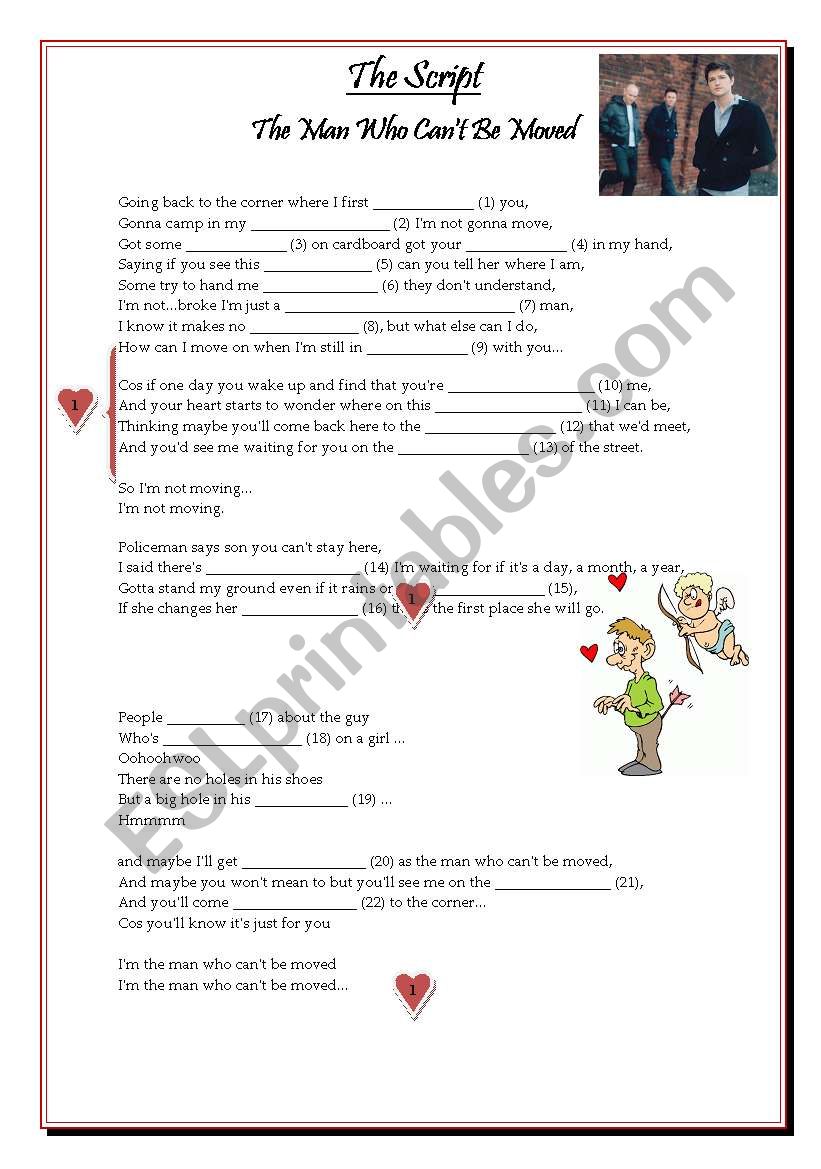 Valentines Day activity - Song by The Script